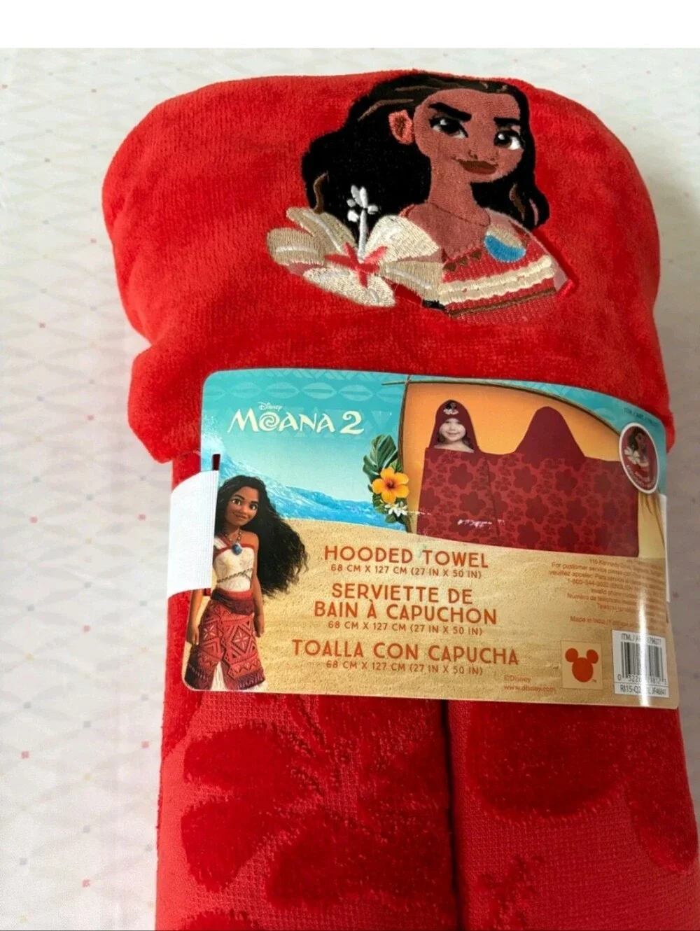 Disney Moana 2 Hooded Towel, 27in x 50in, New with Tags